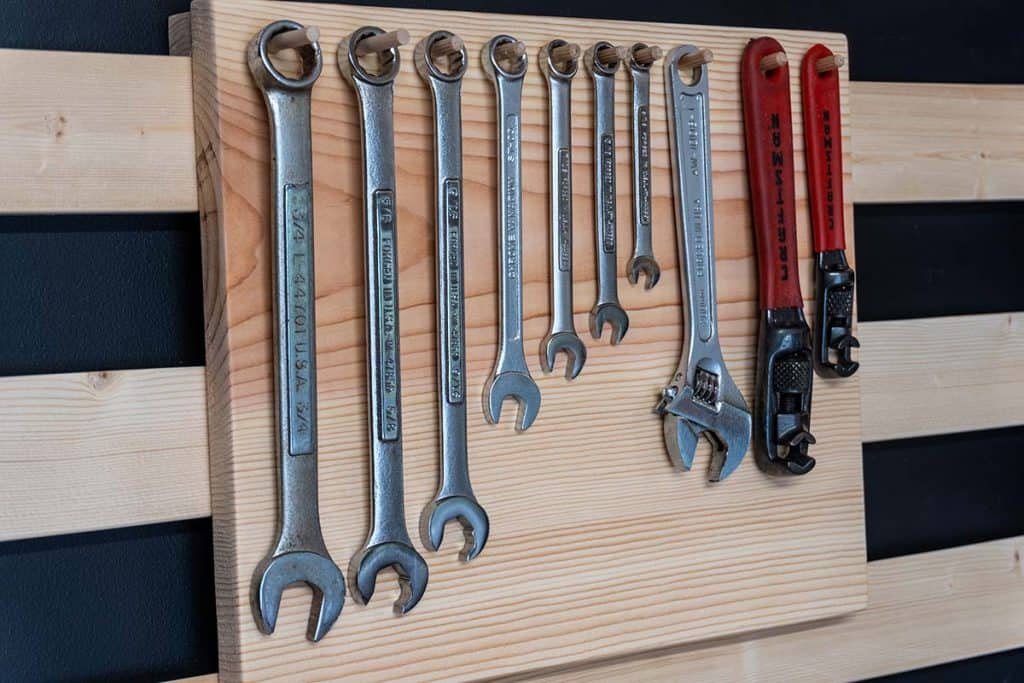 Side view of french cleat wrench holder